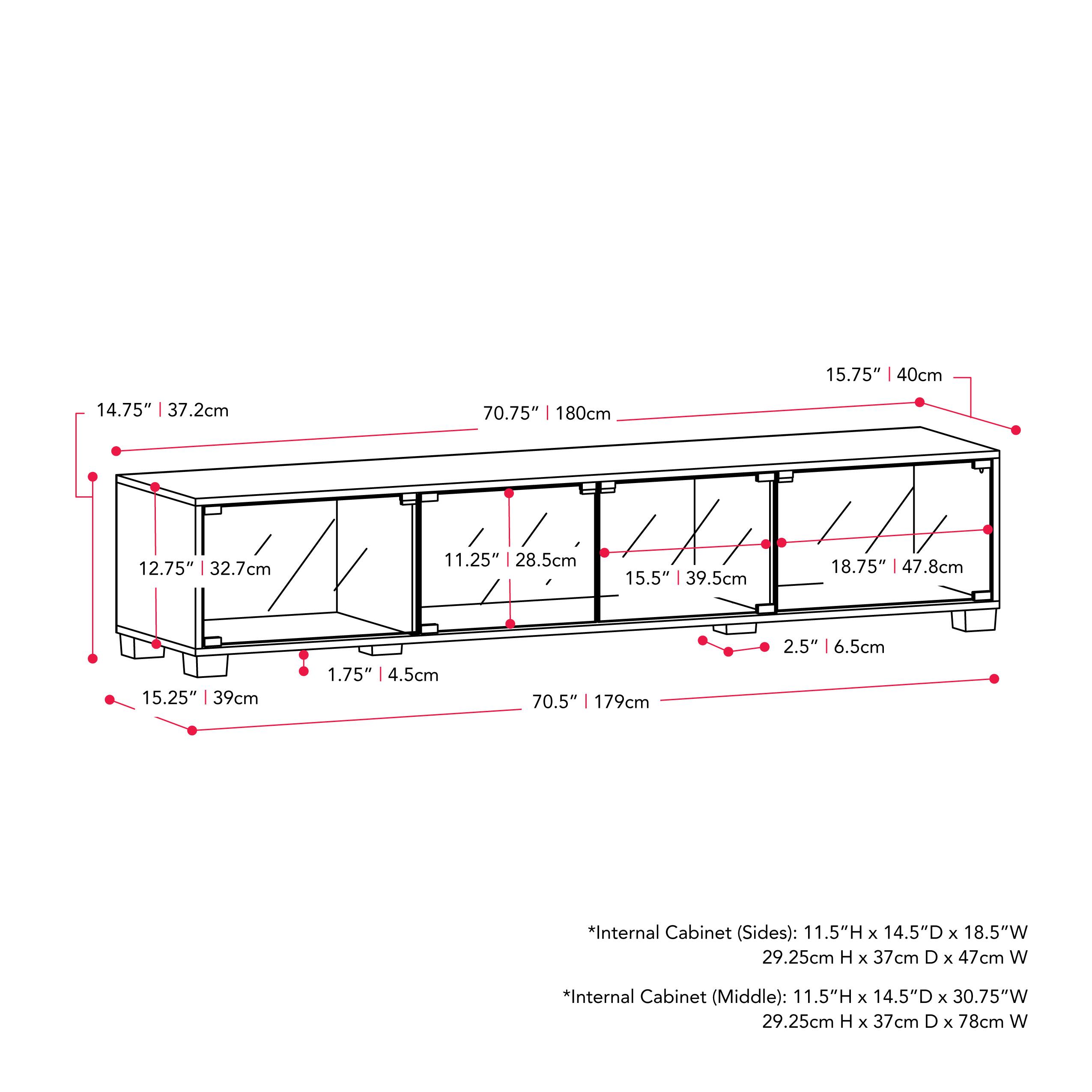 Alt View 11. CorLiving - Bromley Collection TV Stand with Cabinets for Most TV's up to 85" - Black Ravenwood.