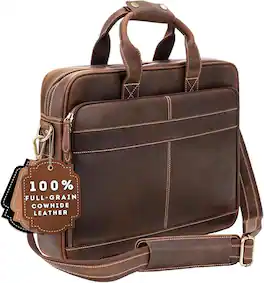 Luxorro - Leather Laptop Bag for me. Fits 17" Laptops - Dark Brown
