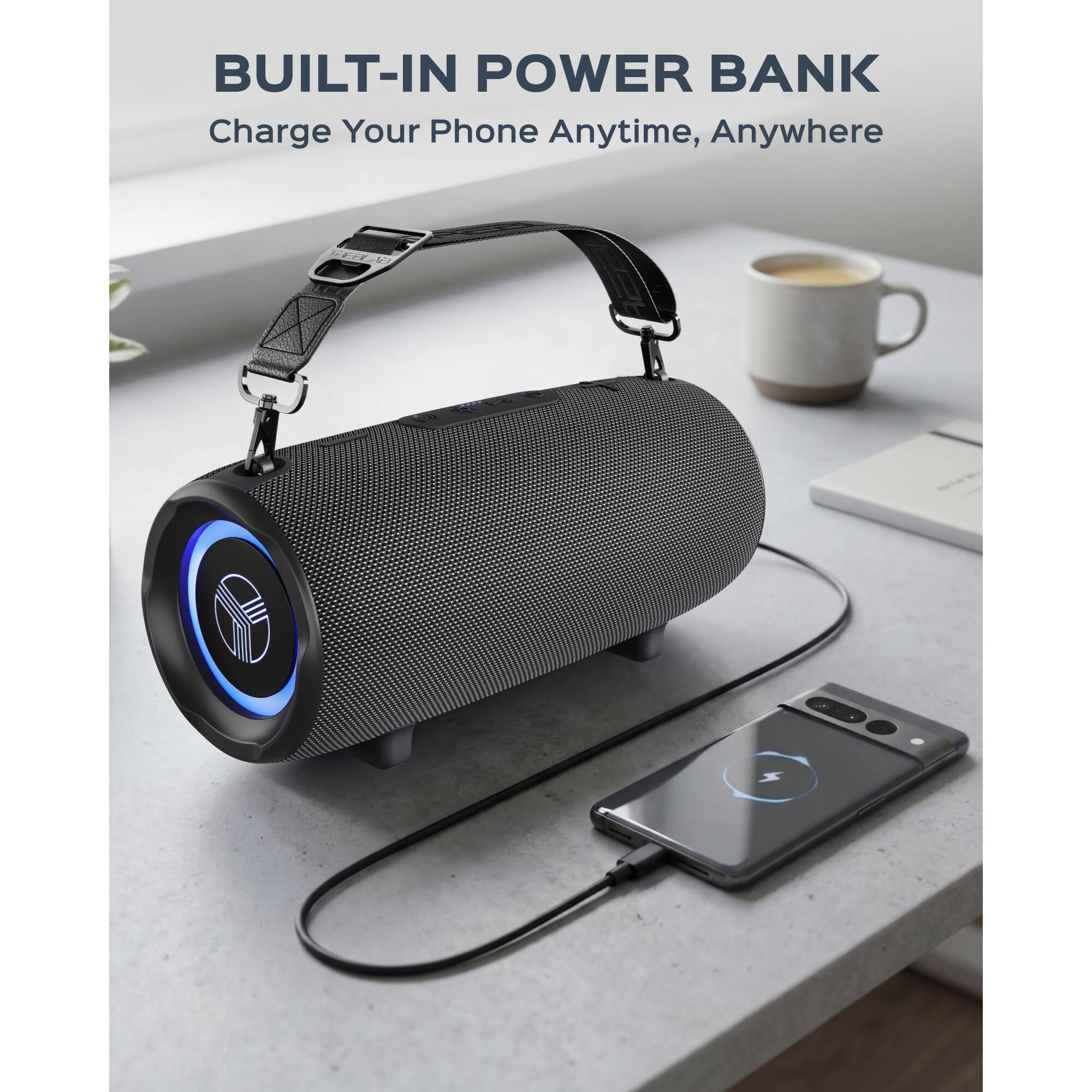 BUILT-IN POWER BANK  
Charge Your Phone Anytime, Anywhere