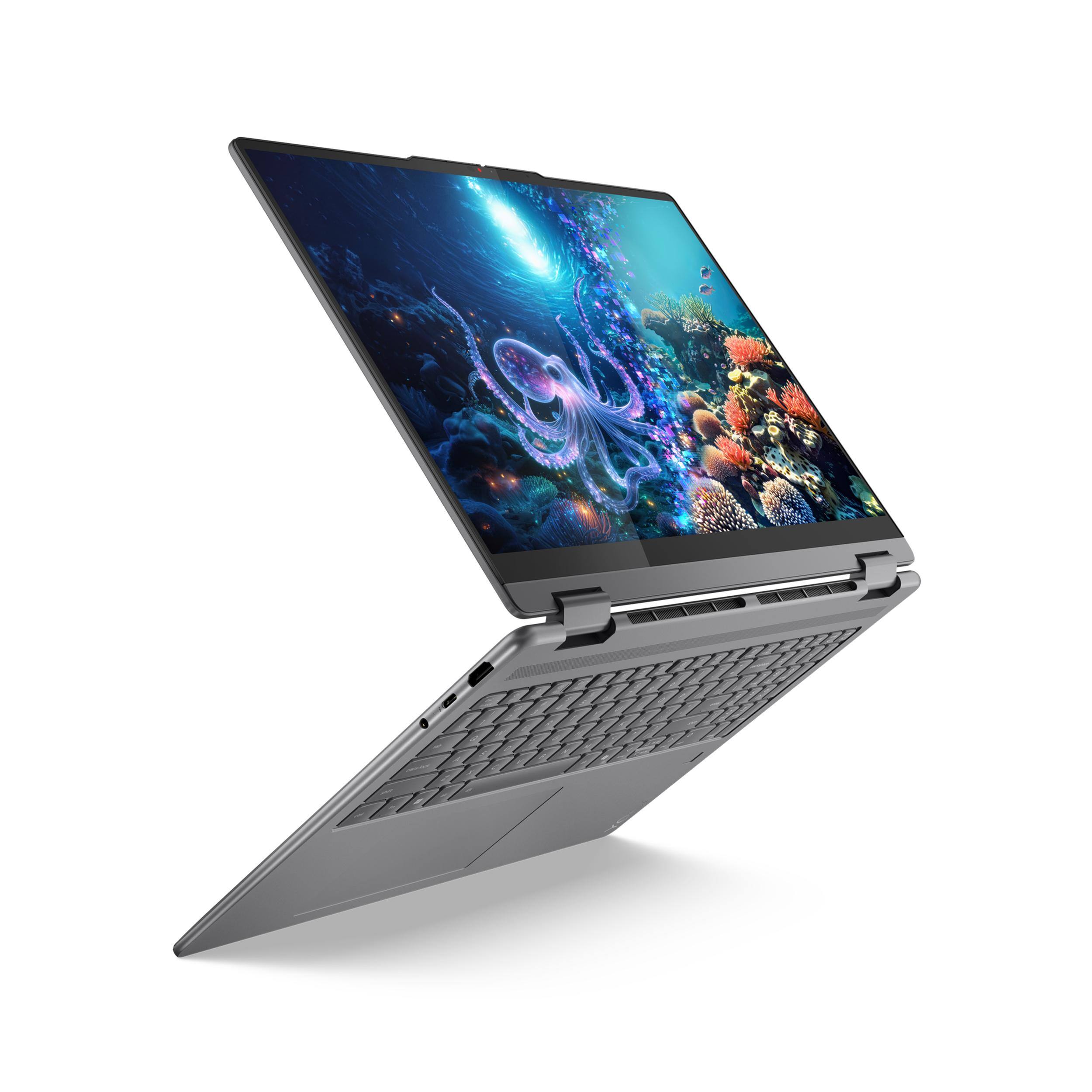Alt View 2. Lenovo - Lenovo Yoga 7i 2-in-1 16" 2K Touchscreen Laptop,Intel Ultra 5-226V,16GB RAM,2TB SSD,Fingerprint,Win 11,Gray - Gray.