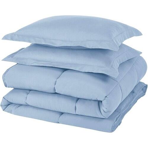Left. Hivvago - Queen Size Reversible Microfiber Down Alternative Comforter Set in Blue - Blue.