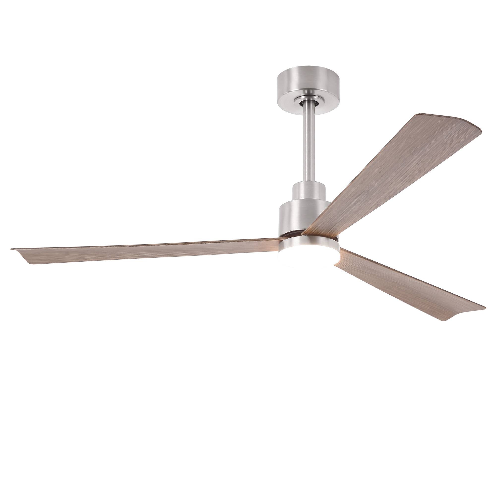 Alt View 7. Parrot Uncle - 52-Inch Modern Propeller Ceiling Fan with Dimmable LED Light, 6-Speed DC Motor, Remote Control - Nickel.