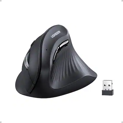 Front. UGREEN - Ergonomic Mouse, Bluetooth Wireless Vertical Mouse, 3 Multi-Device Connectivity for Computer/PC/Laptop - Black.