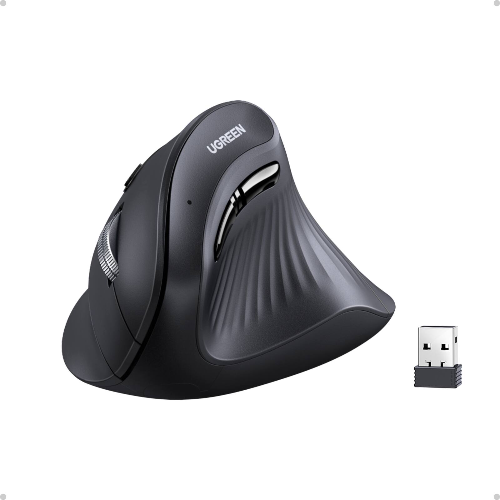 UGREEN - Ergonomic Mouse, Bluetooth Wireless Vertical Mouse, 3 Multi-Device Connectivity for Computer/PC/Laptop - Wireless - Black