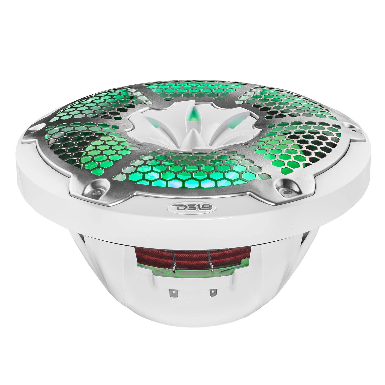 Alt View 3. DS18 Audio - NXL 10" 2-way Coaxial Speaker with RGB LED Lights, Built-in Driver and Grille (Pair), 200W RMS 4-Ohm - White.