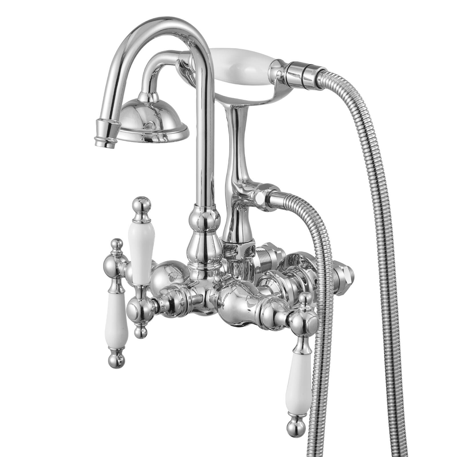 Alt View 5. VEVOR - Clawfoot Tub Faucet, Wall-Mounted Bathtub Faucets,  Polished Chrome Clawfoot Tub Filler Faucet Shower Kit - Polished Chrome.