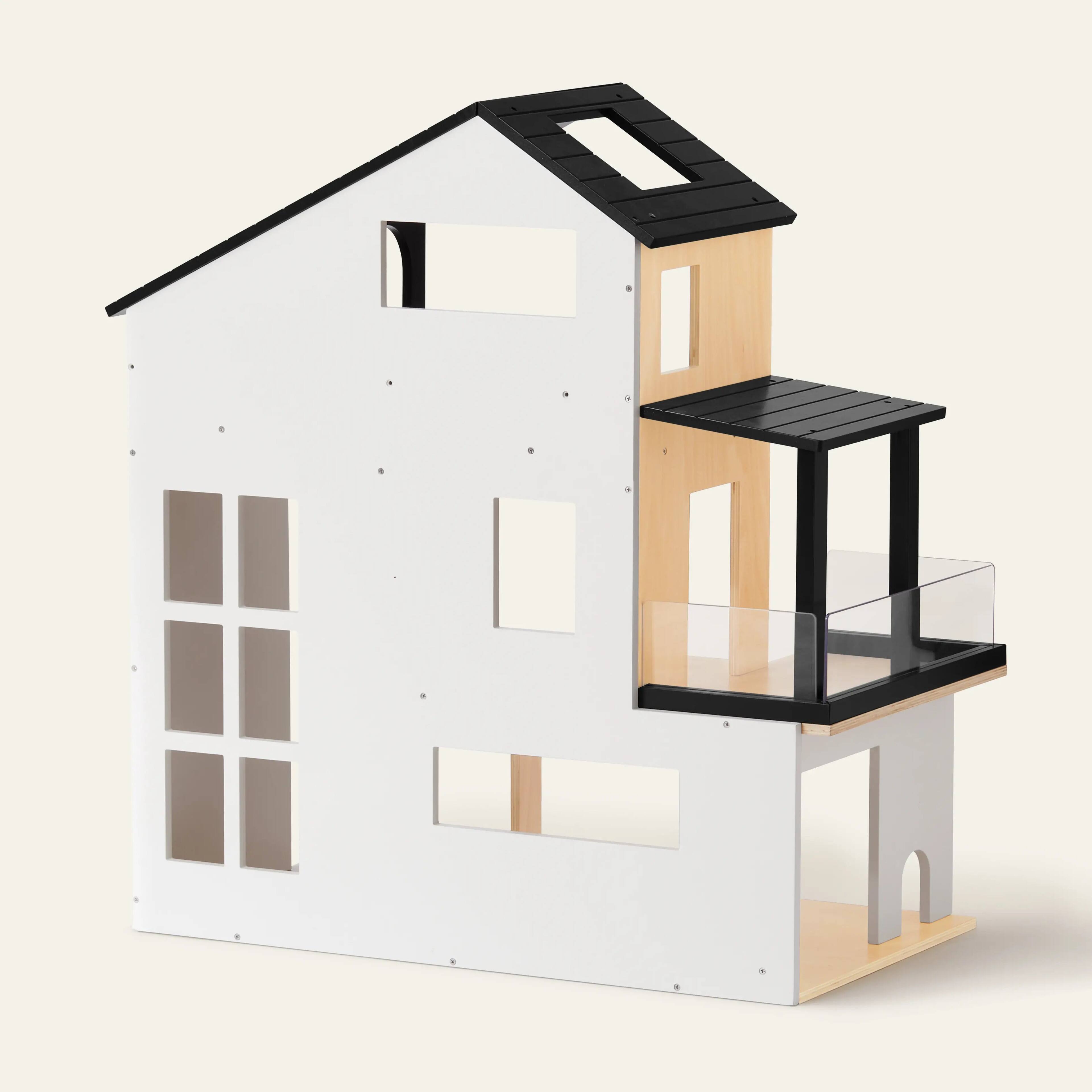 Alt View 5. Tiny Land - Kids Dollhouse with 6 Play Areas, Modern Woodend Pretend Play House, Dollhouse Furniture & Imaginative Play Toy - Black.