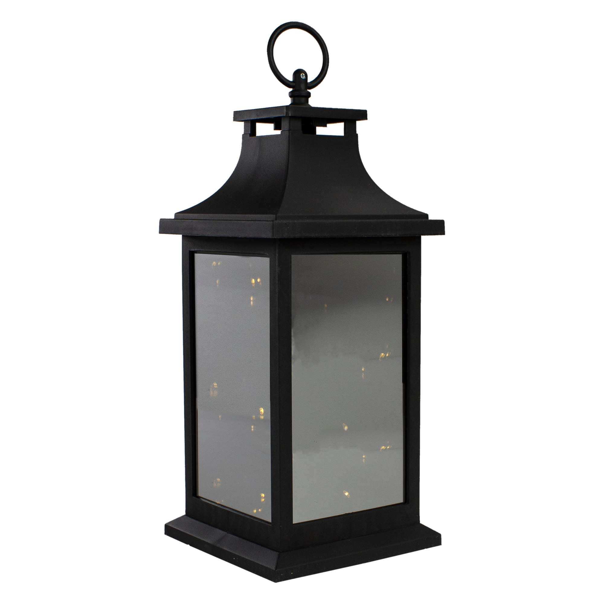Northlight - LED Lighted Flickering Lantern - 12" - Warm White Lights - Black