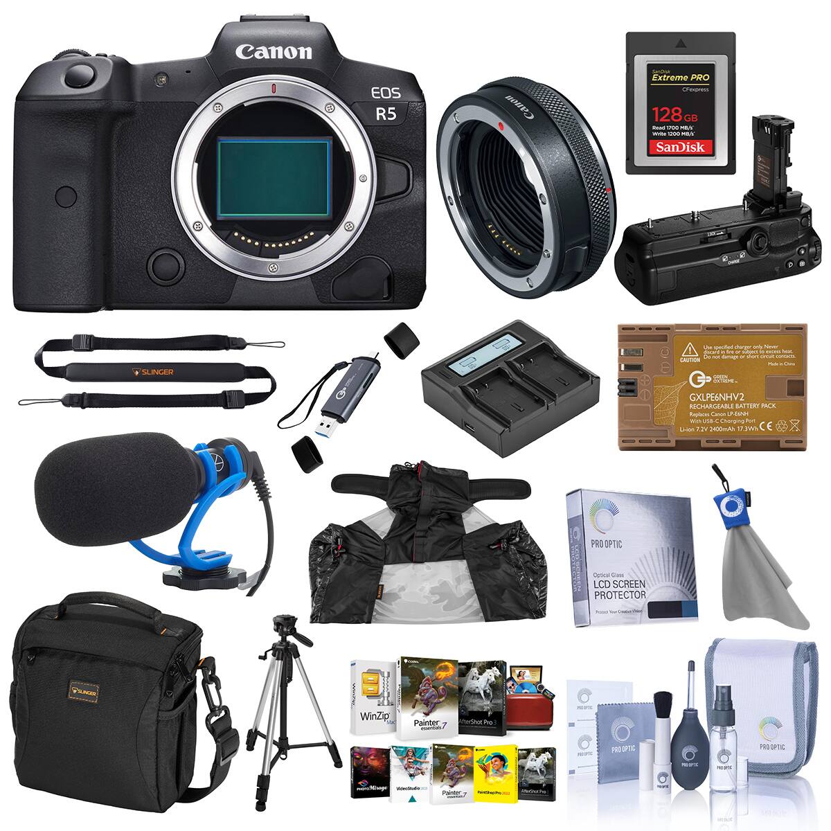 Canon EOS R5

Canon SanDisk Extreme PRO OFexpress 128G GB Read 1700 MB/S Writer 1000 MAY SanDisk

SUNGER

Use specified charger the Never disard nt o Adject D DOS MZ CN oc againab o port crcut CONTACTS CAUTION Plate Oou COSOY EXTEM

GXLPE6NHV2 RECHARGEABLE BATTERY PACK Replaces 2 PENNA With USB- Charging Port Lion 7.2V 2400mAh WET CE

PRO OPTIC
Optical Slass LCD SCREEN PROTECTOR

hind hur
Vias
PSUNCER

WinZip VX
Painter -
WherShot Pro
2019-019
VV
moorte

PRO OFTIC
POTA
/ ric
PRO OPTIC
Kroge MOMOOOM
Painter
hidch
ActerCheFood
POLIC
100%