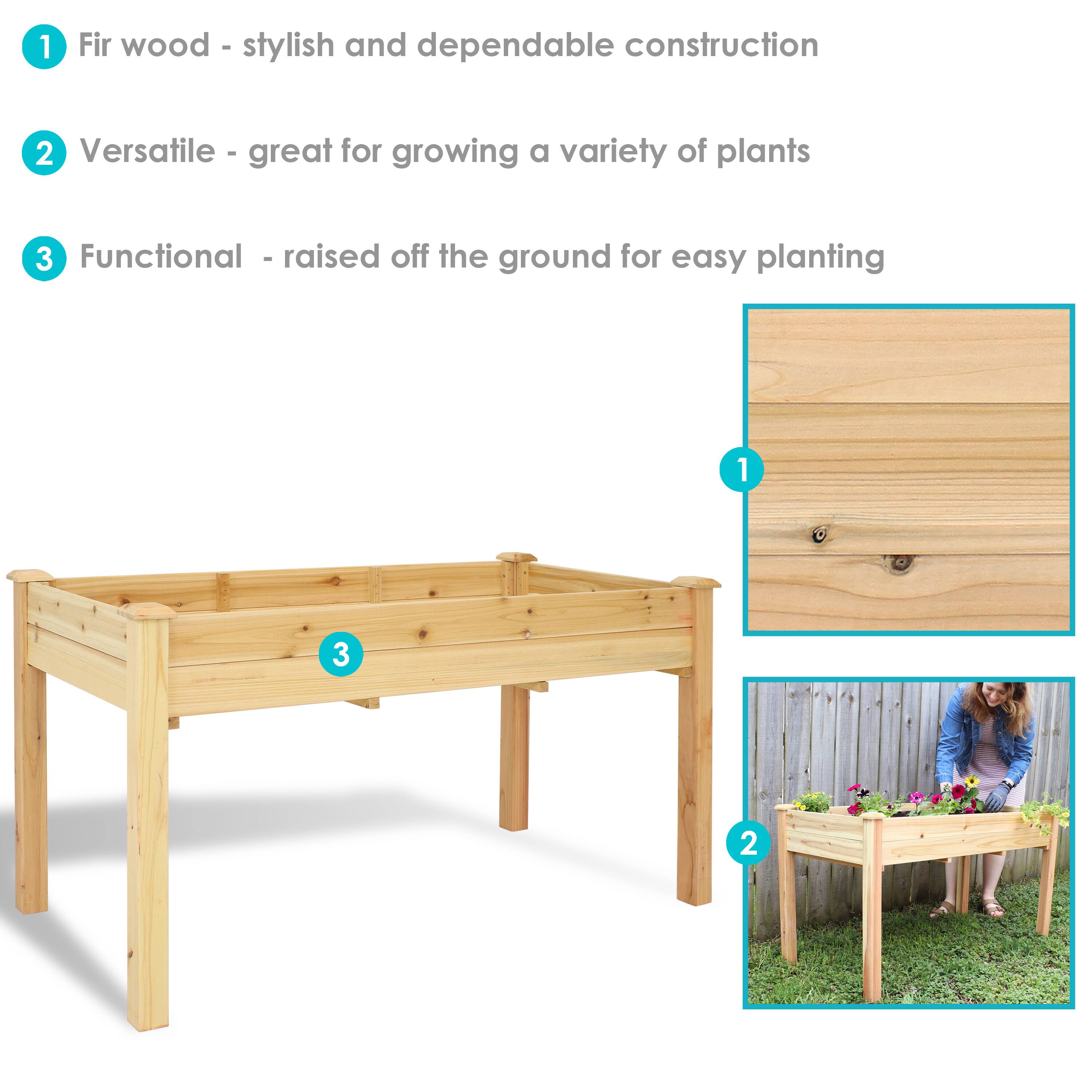 1. Fir wood - stylish and dependable construction
2. Versatile - great for growing a variety of plants
3. Functional - raised off the ground for easy planting