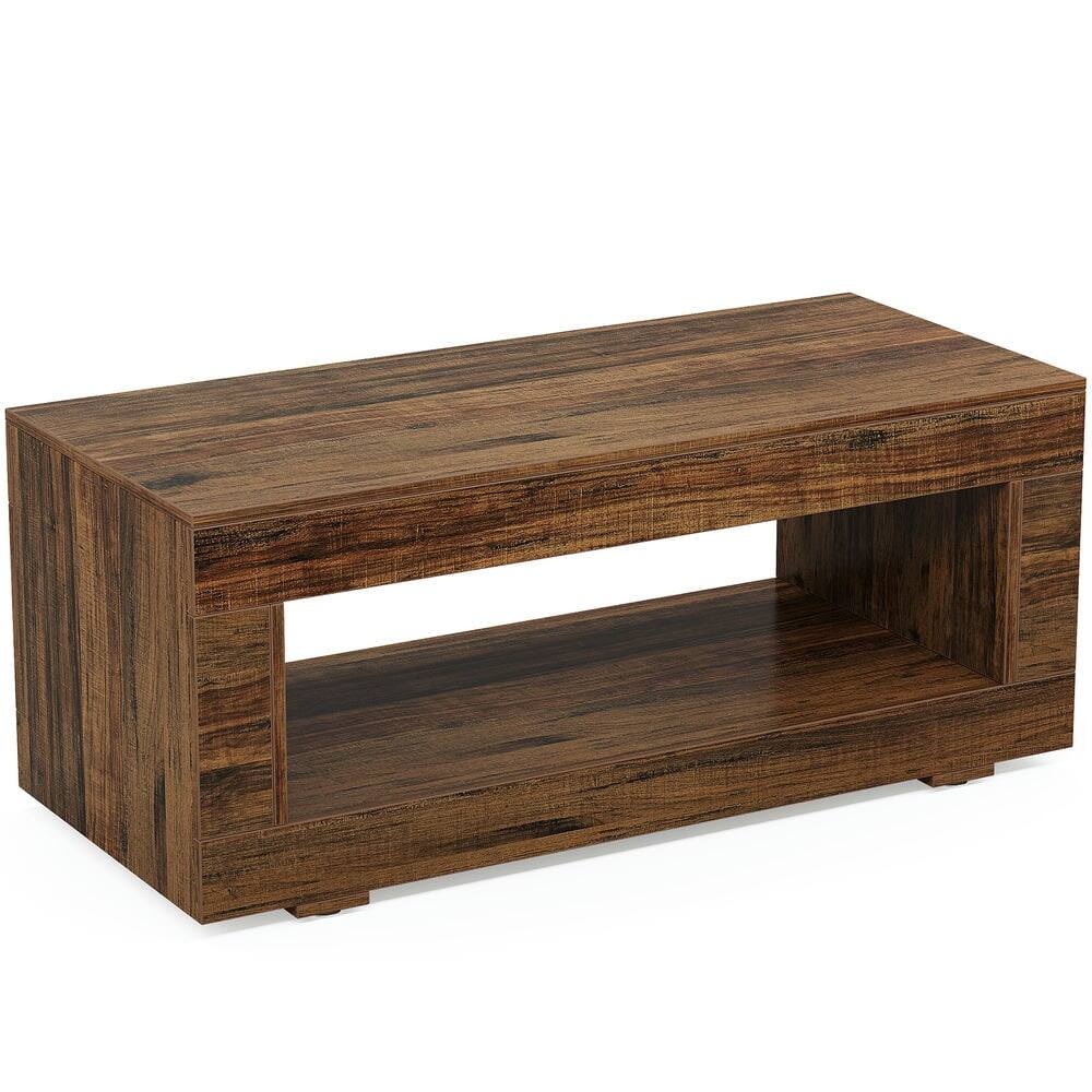 Left. Kadyn - Center Coffee Table, Living Room Table,43" Coffee Table, Farmhouse Center Table With Storage - Brown.