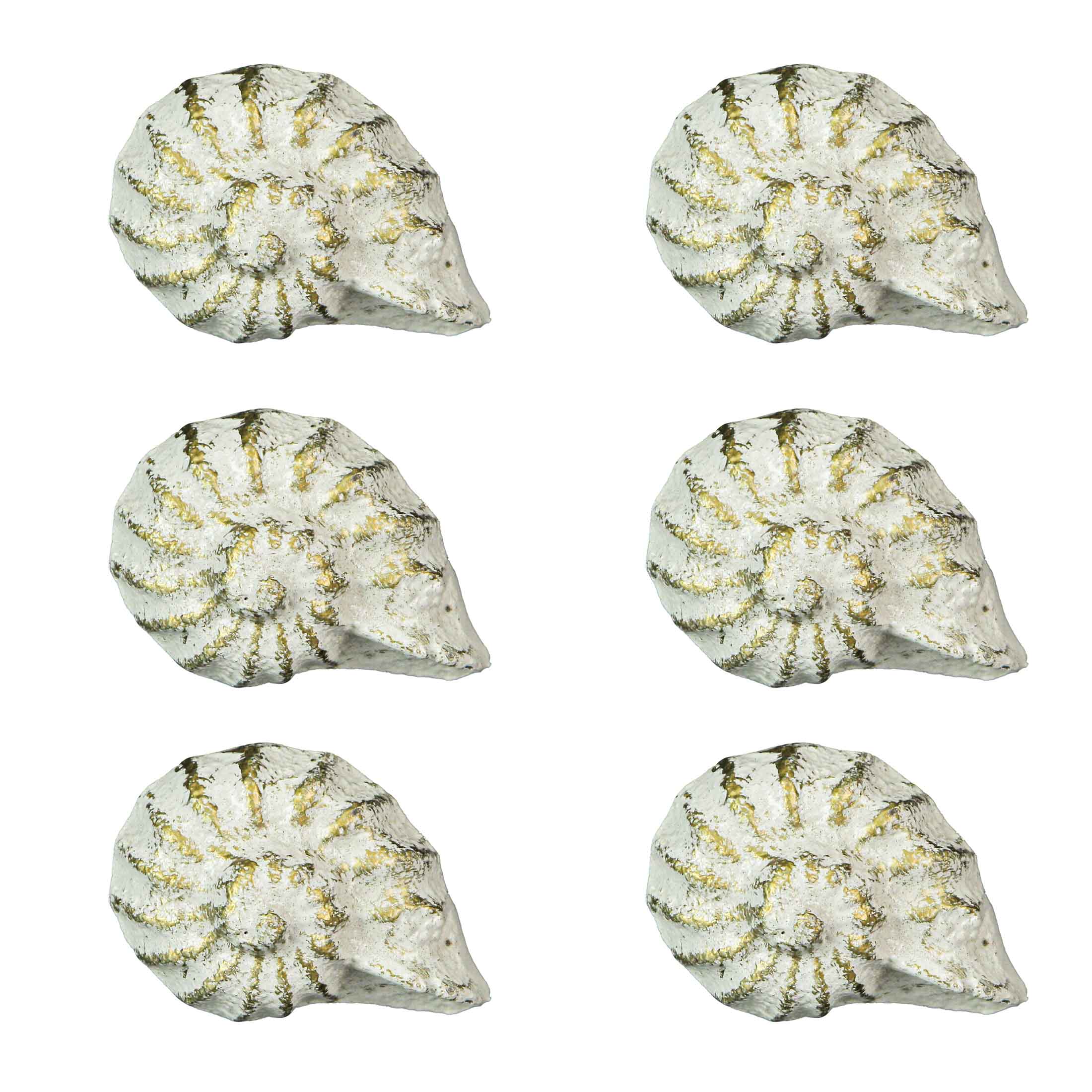 Alt View 6. Zeckos - White Cast Iron Nautilus Shell Drawer Pull Decorative Cabinet Knob Set of 6 - White.