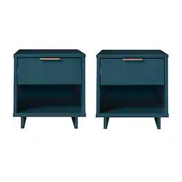 Manhattan Comfort - Granville Modern 18" Nightstand - Set of 2 - Midnight Blue