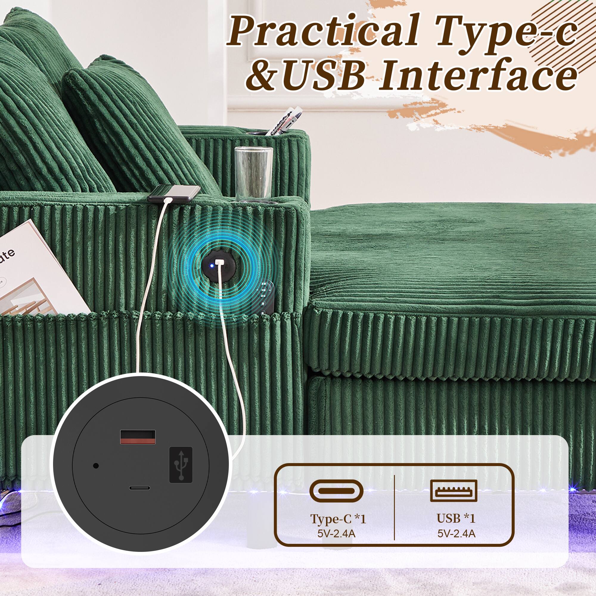Practical Type-C & USB Interface

Type-C *1 5V-2.4A  
USB *1 5V-2.4A