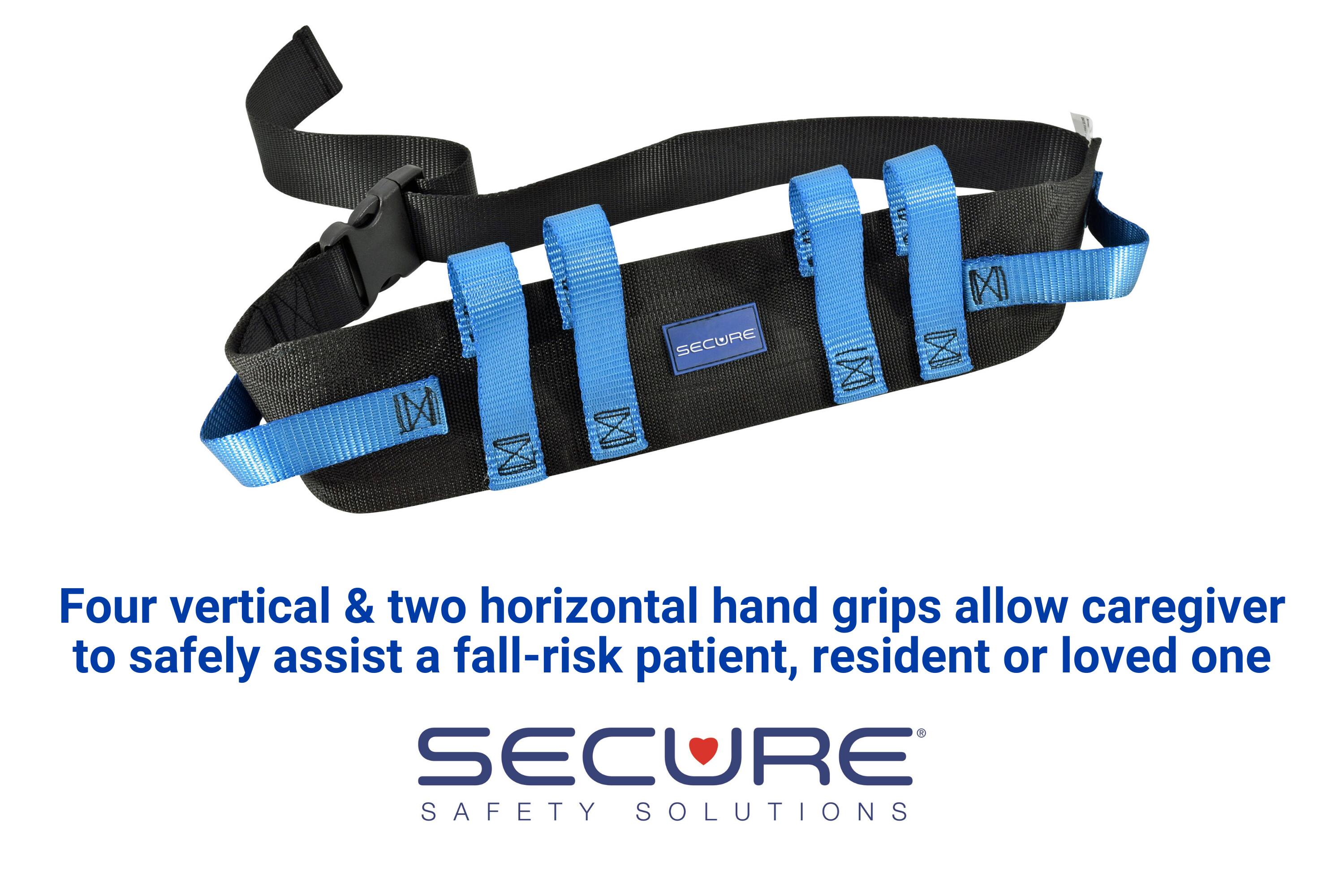 Four vertical & two horizontal hand grips allow caregiver to safely assist a fall-risk patient, resident or loved one

SECURE
SAFETY SOLUTIONS