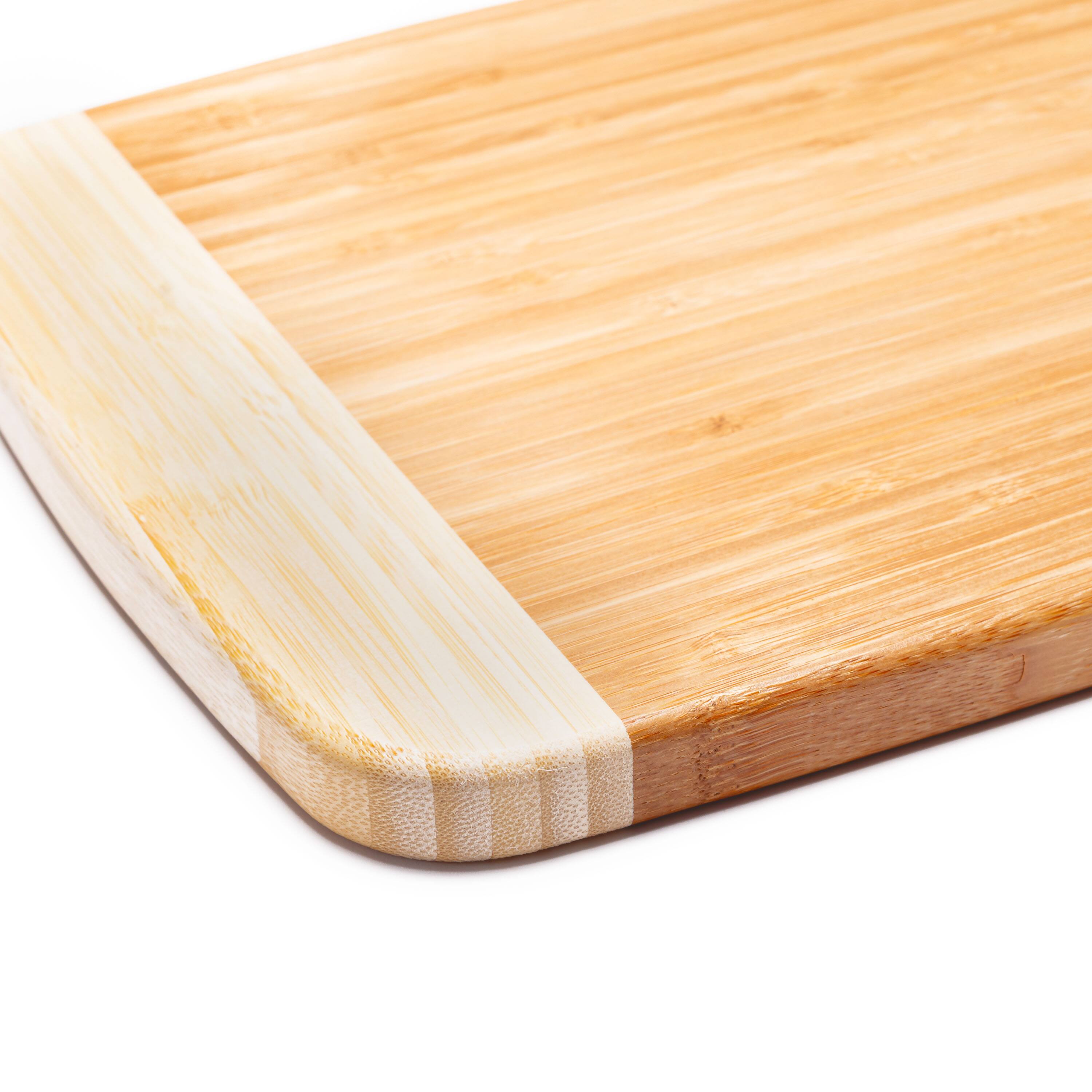 Back. Escali - Joyce Chen Large Burnished Bamboo Cutting Board, 10x15-Inch - Natural.