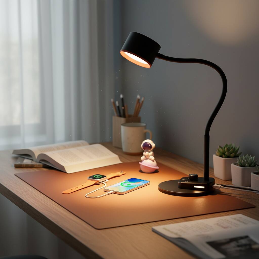 Alt View 2. Dazzed Corner - LED Desk Lamp with USB Ports, 5 Dimmable Colors & Gooseneck - Black.