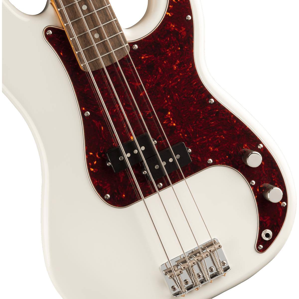 Alt View 3. Squier - Squier Classic Vibe '60s Precision Bass Electric Guitar, Indian Laurel Fingerboard, Olympic White.