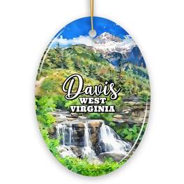 OrnamentallyYou - Adventurous Davis Mountain Town Ornament, West Virginia Appalachian Charm Christmas Gift (Oval) - Multi-colored