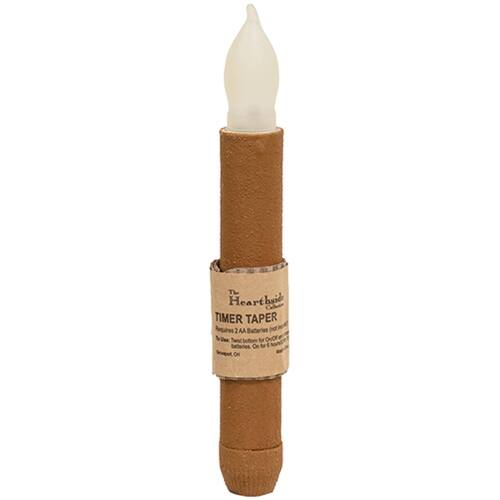 The Hearthside Timer Taper  
Timer Taper  
Made in USA  
Requires 2 AA Batteries  
Place on bottom for better results