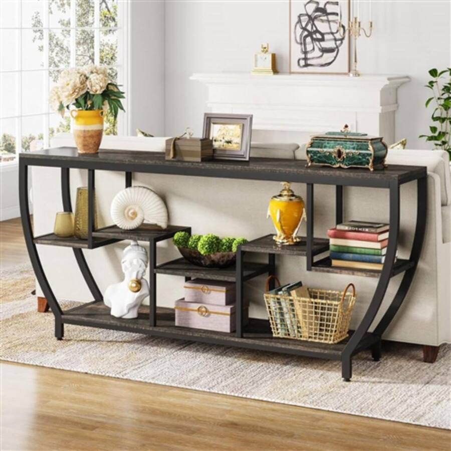 Hivvago Modern Industrial 70 inch Long Narrow Console Sofa Table with ...