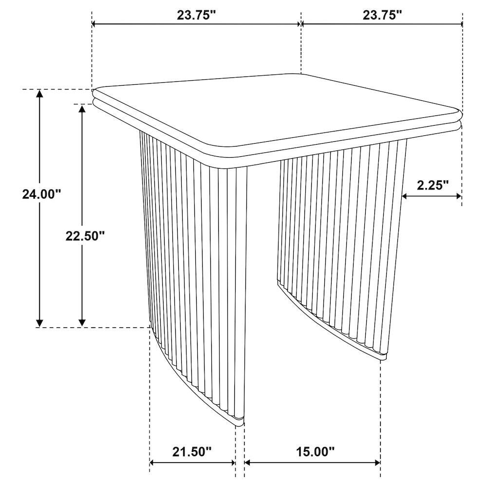 23.75" +* 23.75"  
24.00"  
2.25"  
22.50"  
21.50"  
15.00"