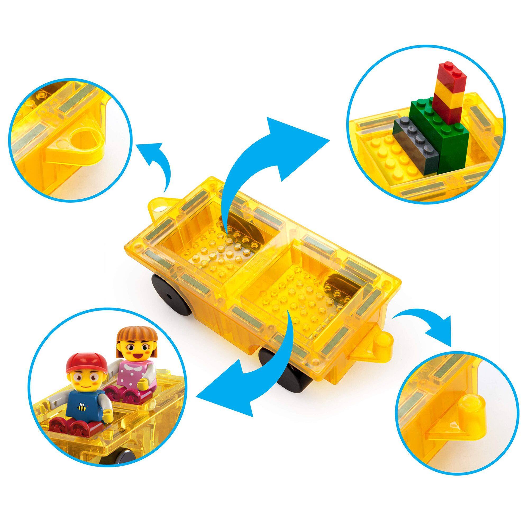 Alt View 2. PicassoTiles - PICASSO-TILES 1PCS Magnetic Car Play Set with Action Figures, STEM Building Block Vehicle Toy for Kids.