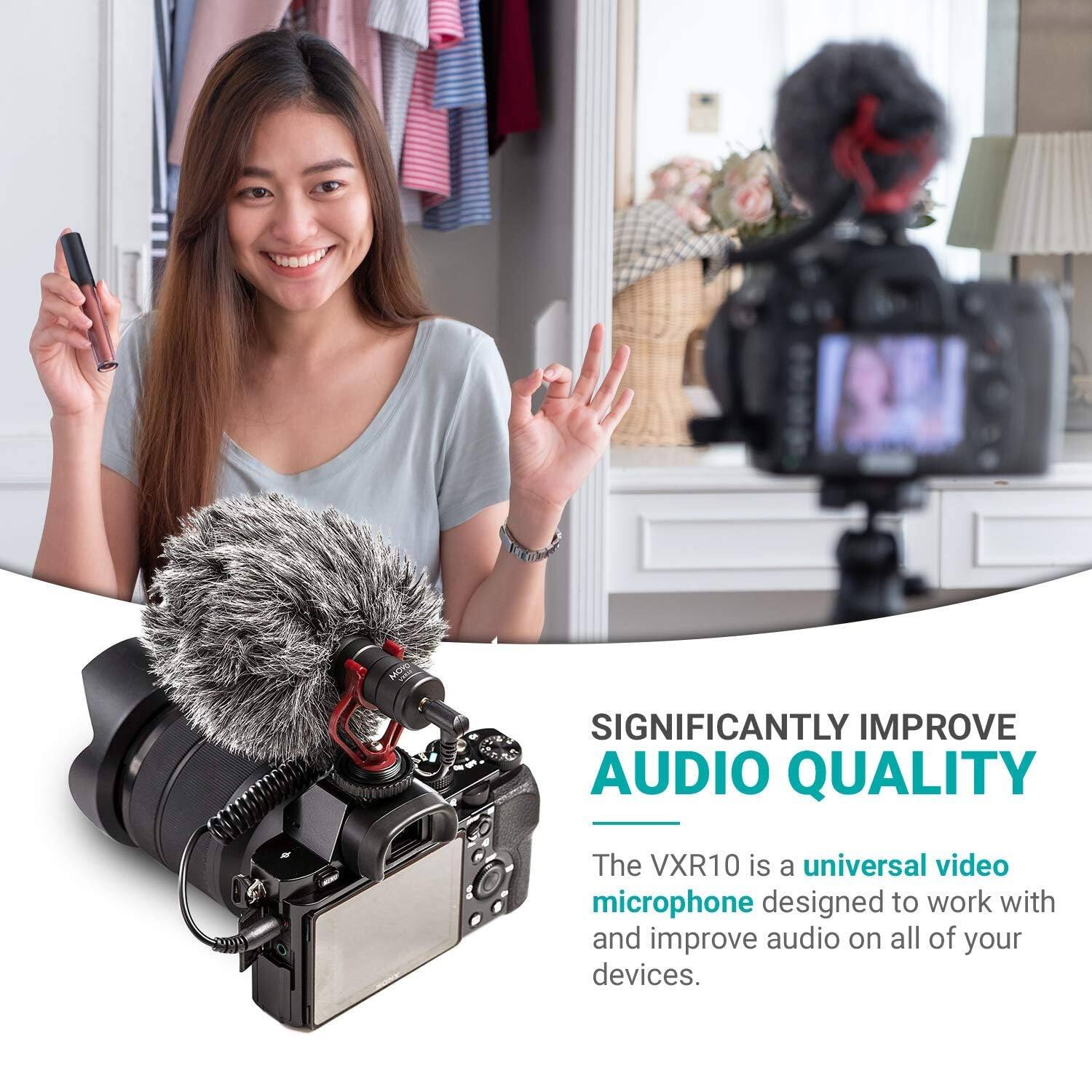 SIGNIFICANTLY IMPROVE AUDIO QUALITY

The VXR10 is a universal video microphone designed to work with and improve audio on all of your devices.