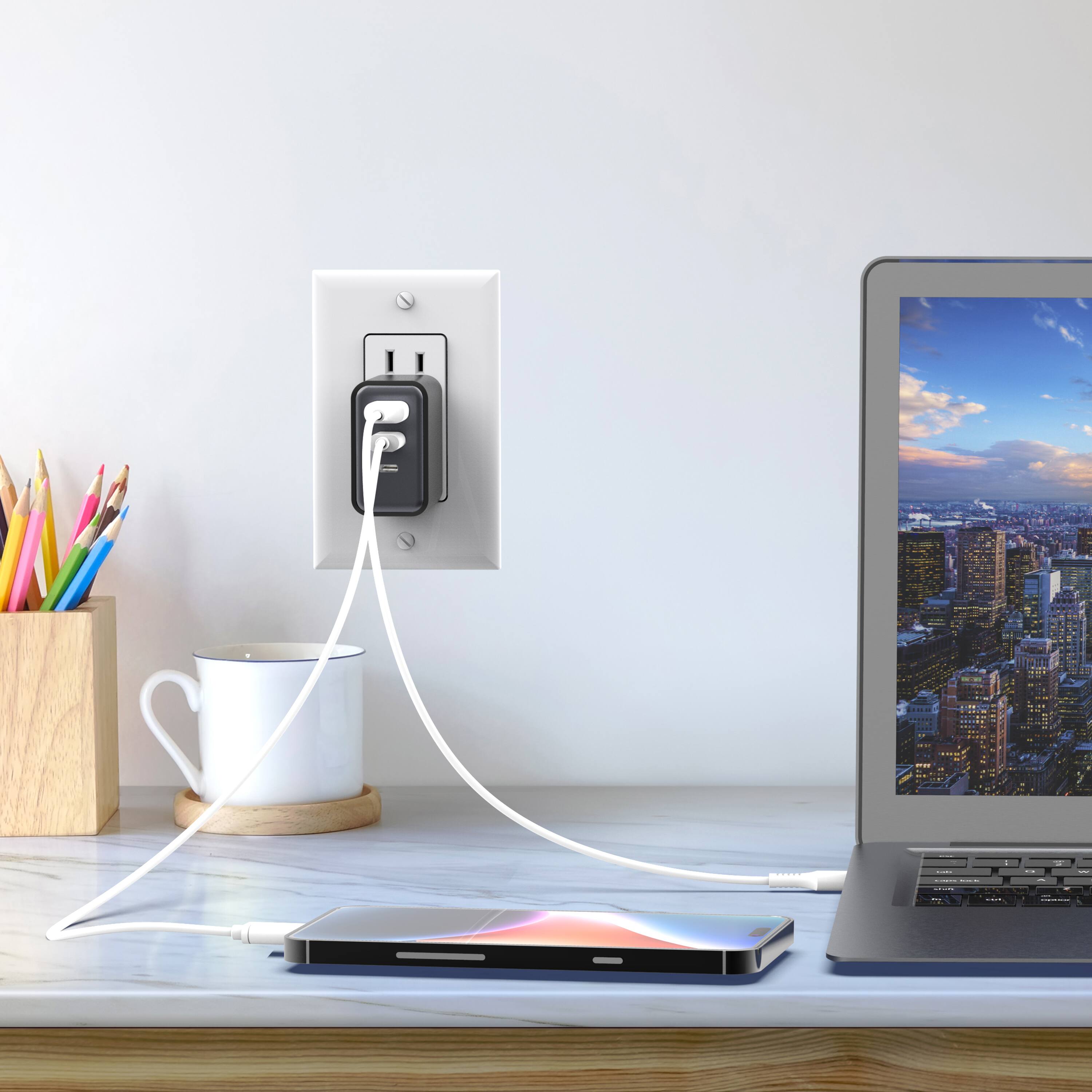 Angle. Digipower - DigiPower GaN Speed 67W 2x USB-C & 1x USB-A Charger – Fast, Compact, and Powerfully Smart - Black.