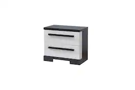 Tiramisubest - Chalk White and Black Finish Wooden Nightstand with 2 Drawers, Contemporary Style - Black|White