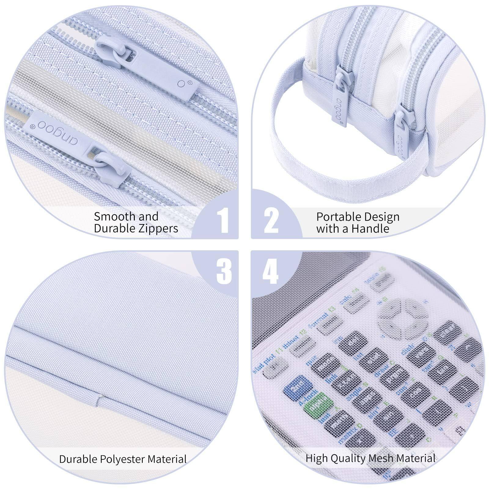 1. Smooth and Durable Zippers  
2. Portable Design with a Handle  
3. Durable Polyester Material  
4. High Quality Mesh Material