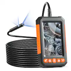 Front. VEVOR - Endoscope Camera with Light, Dual Lens Industrial Borescope, 4.3" Screen 1080P Inspection Camera, 8 + 1 Lights - Black.