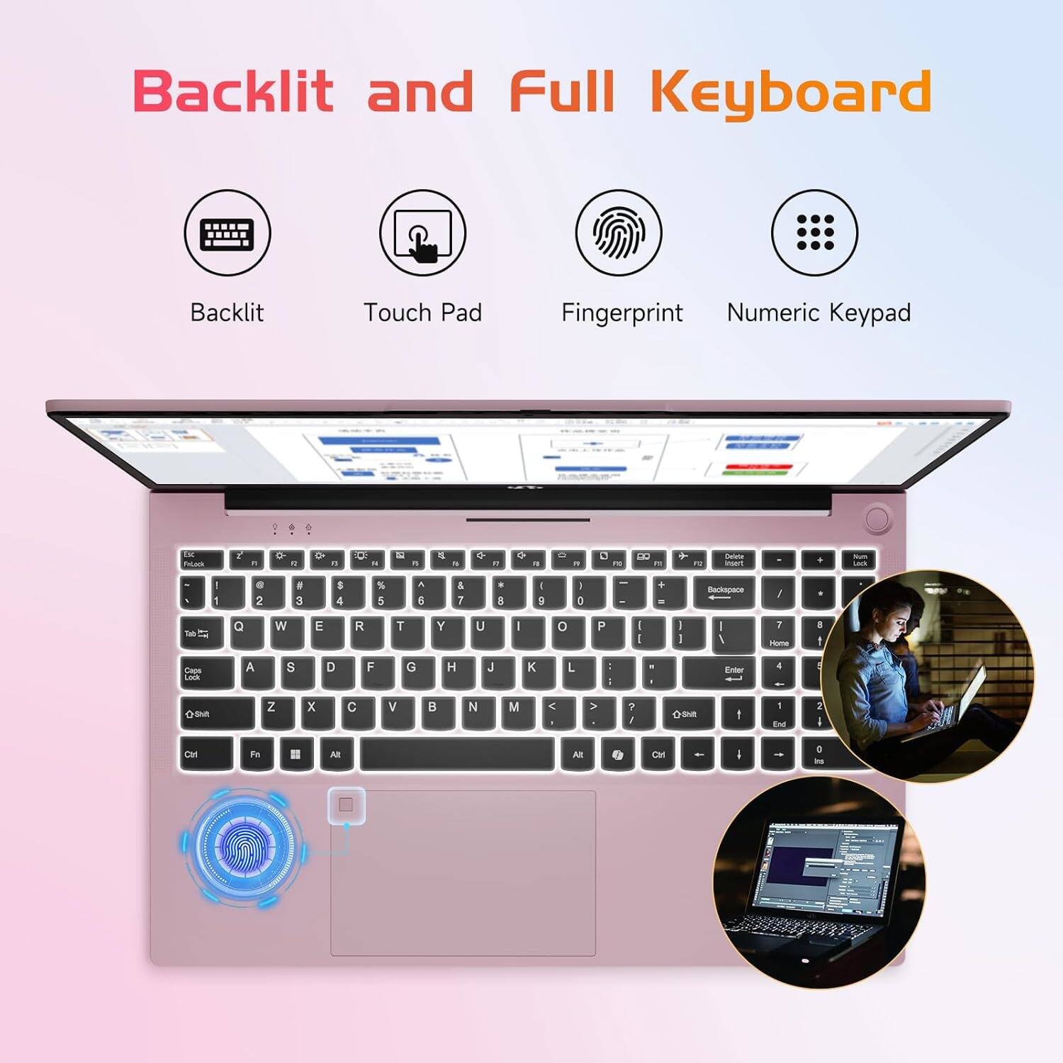 Backlit and Full Keyboard

- Backlit
- Touch Pad
- Fingerprint
- Numeric Keypad