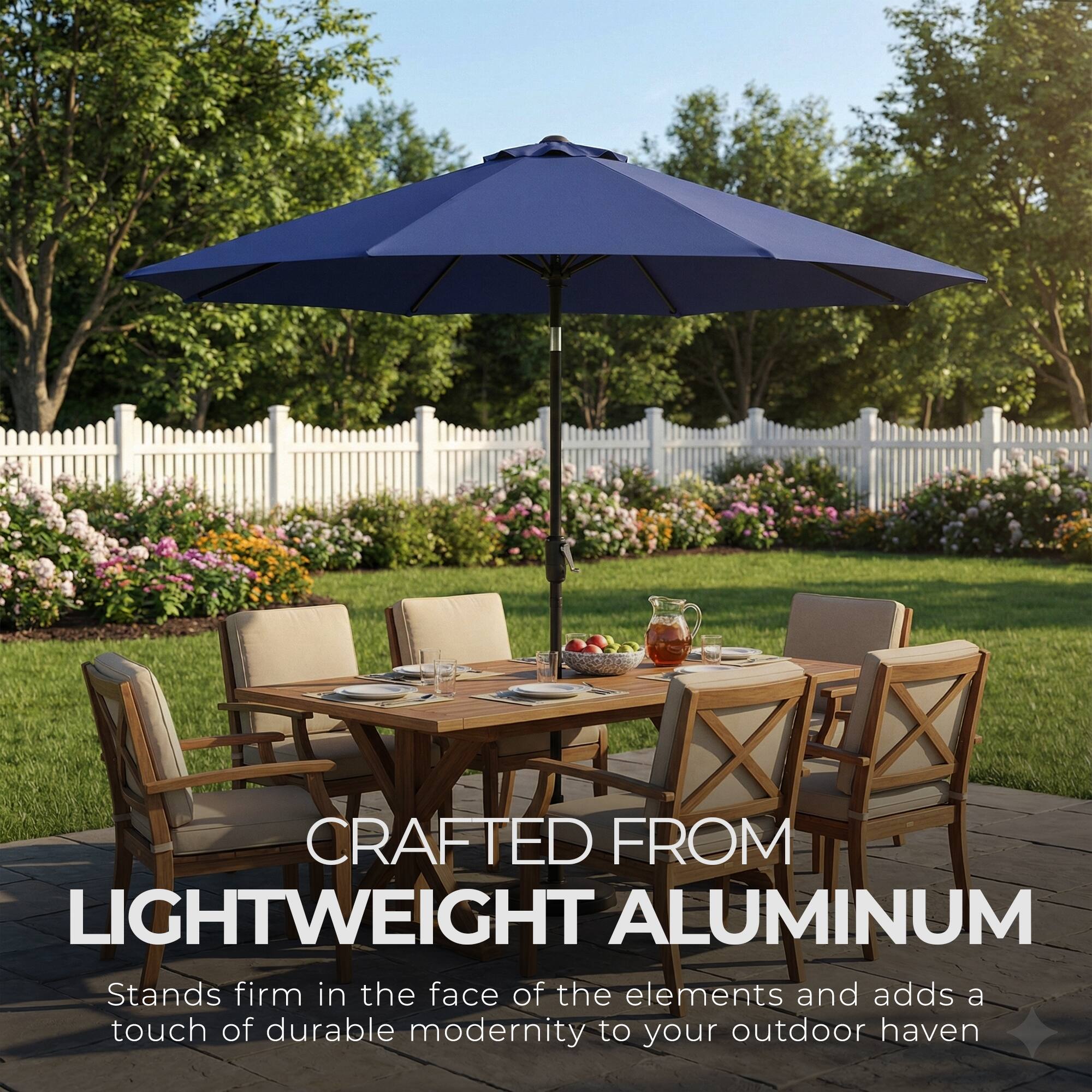 CRAFTED FROM LIGHTWEIGHT ALUMINUM  
Stands firm in the face of the elements and adds a touch of durable modernity to your outdoor haven