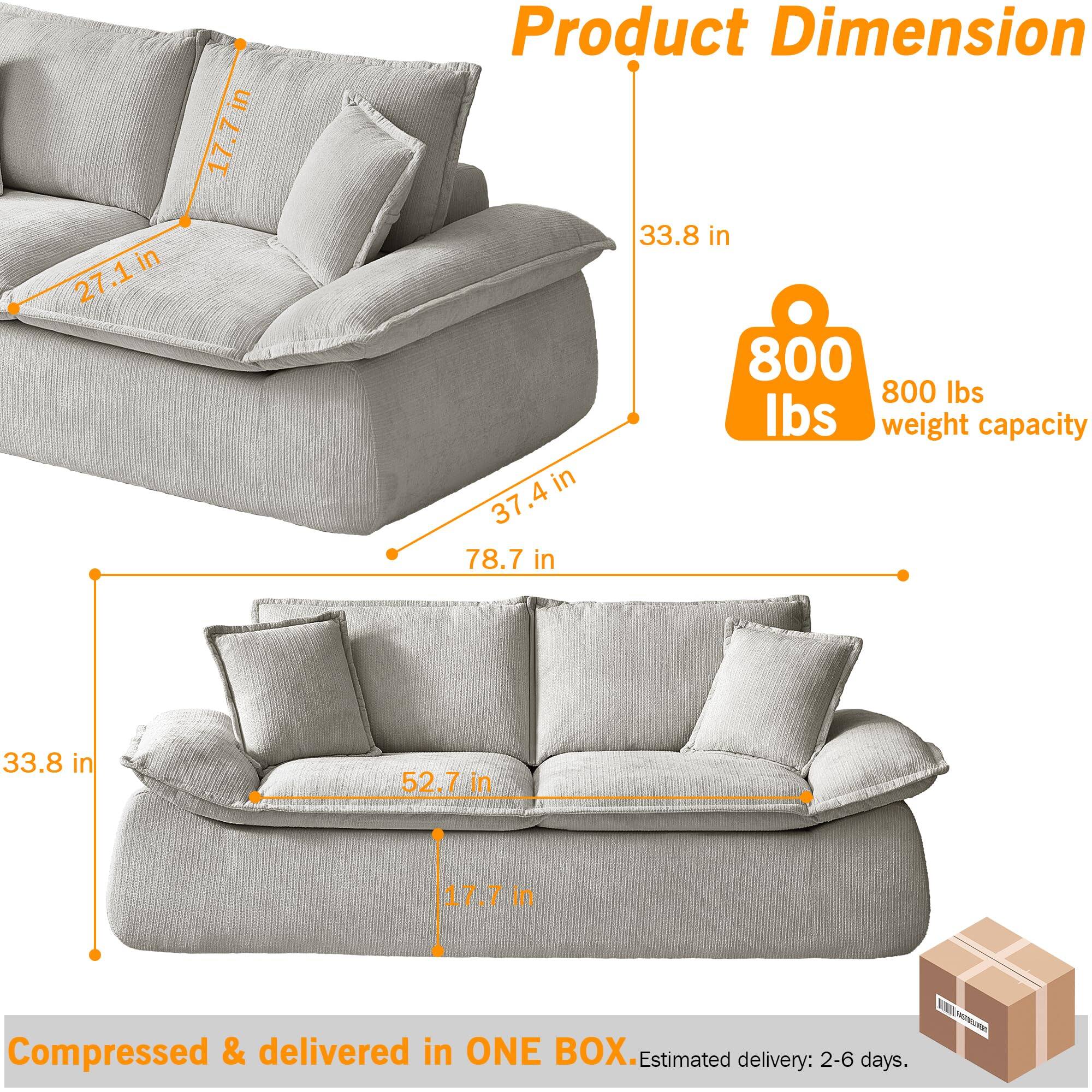 in 17.7 in in 27.1 in Product Dimension 33.8 in 800 lbs weight capacity in 37.4 in 78.7 in 33.8 in 52.7 in 17.7 in Compressed & delivered in ONE BOX. Estimated delivery: 2-6 days.