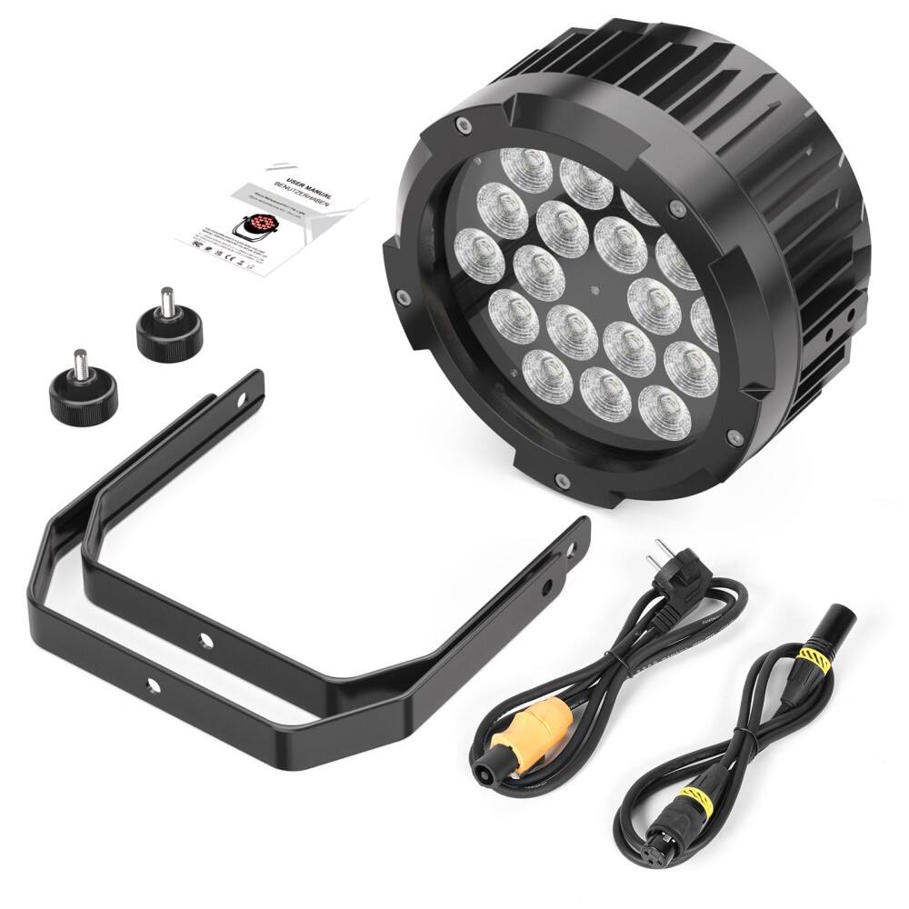 Back. UKing - 270W Party Light Waterproof RGBWA UV 18LED Par Light DMX Stage Lighting Outdoor.
