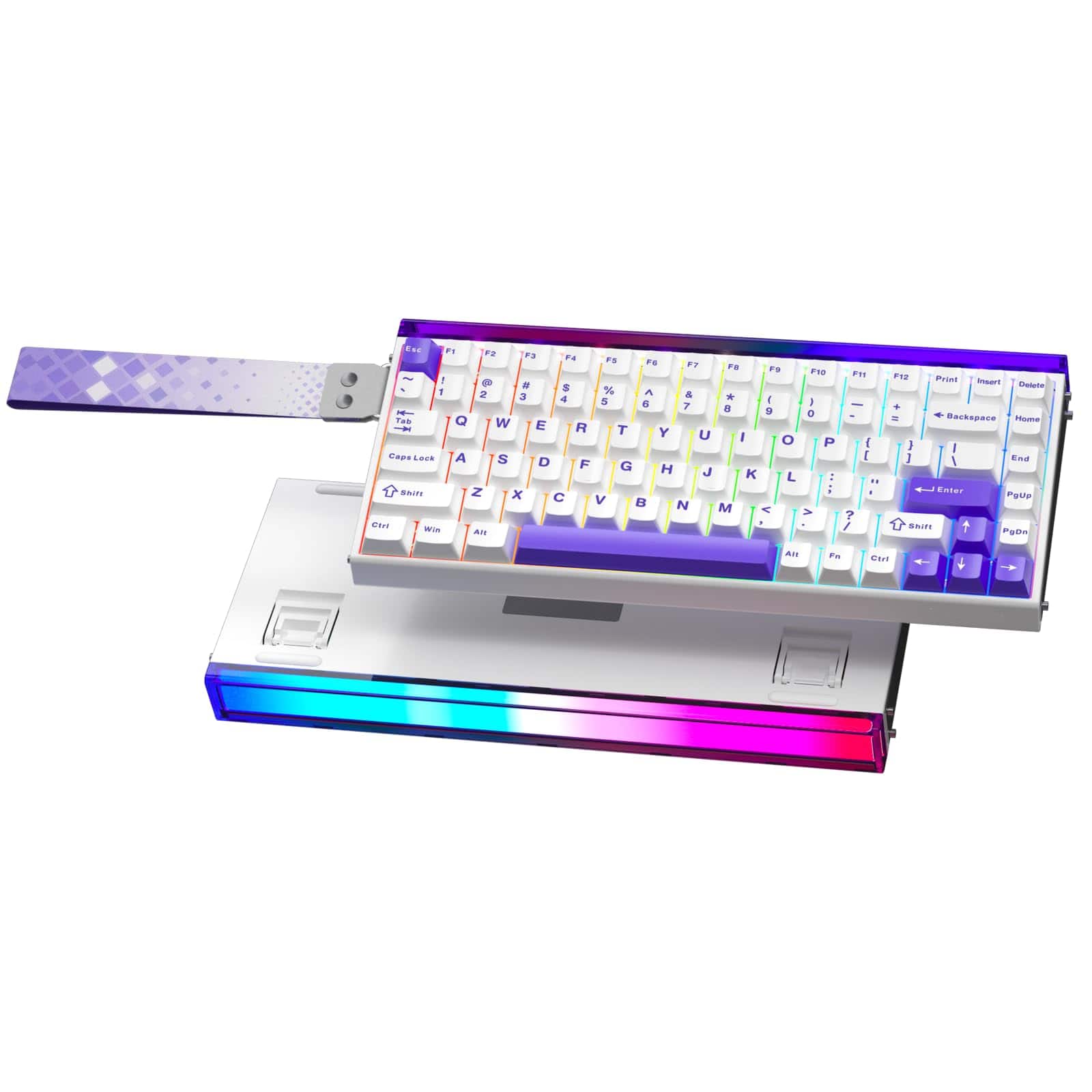 Stamp n Camp - Aula 84 He - 75% Mechanical Gaming Wired Magnetic Switches Hot Swappable Hall Effect Rapid Trigger Mode 8000hz Polling - White&Purple