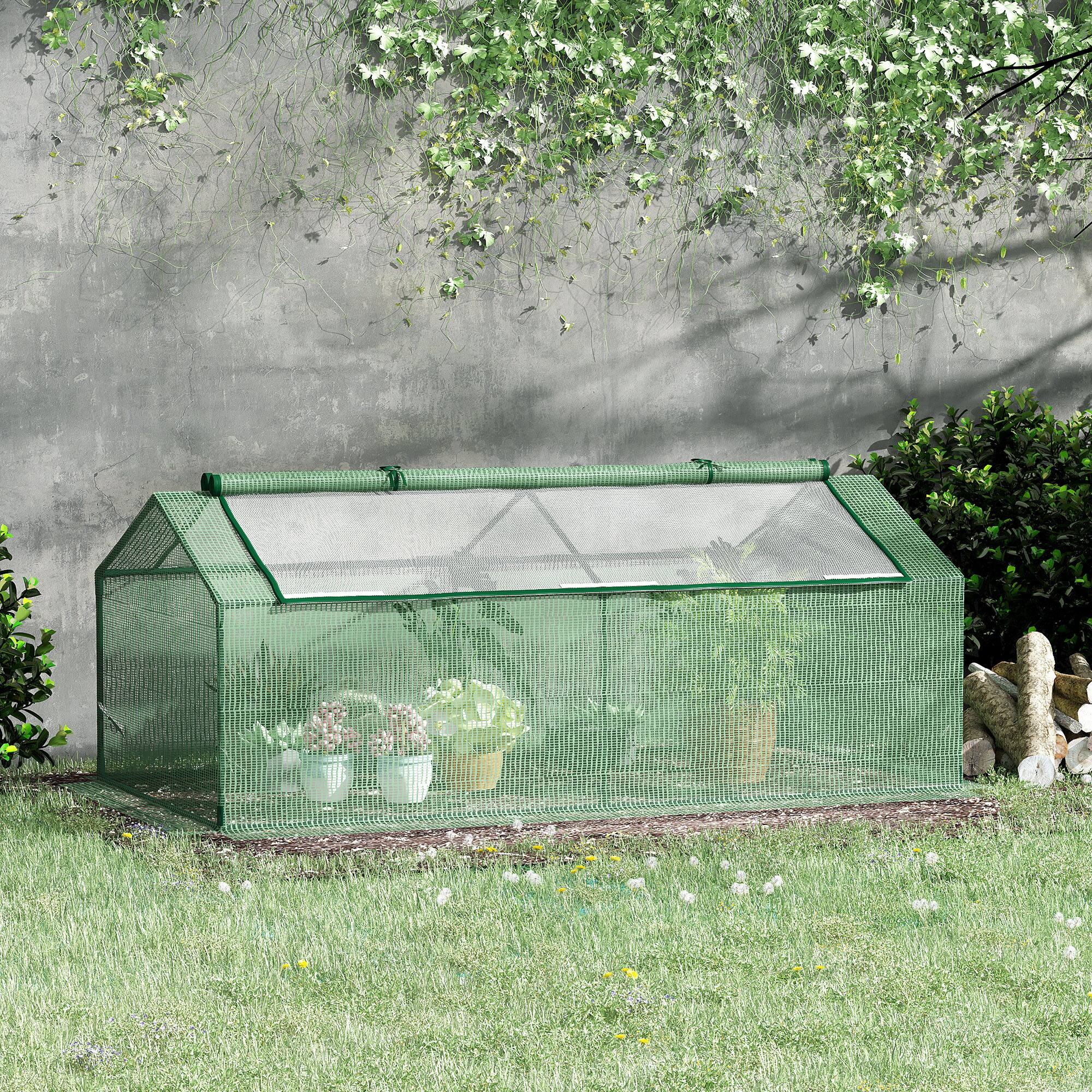 Alt View 1. Outsunny - 71" x 36" x 28" Mini Greenhouse Portable Hot House for Plants with Large Zipper Windows for Outdoor, Indoor, Garden - Green.