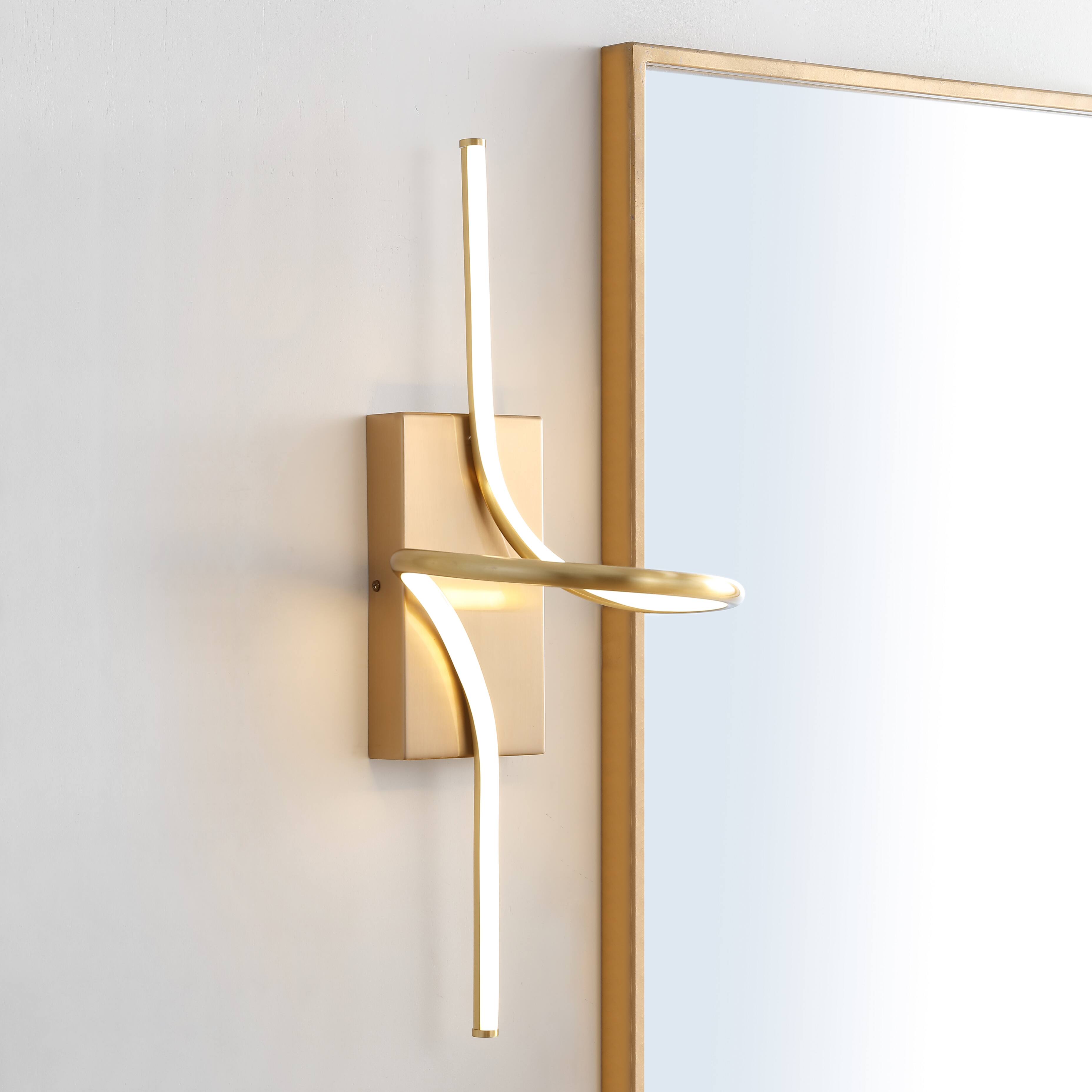 Alt View 10. Jonathan Y - Sketch 9" Minimalist Metal Integrated LED Vanity Light Sconce, Gold - Gold.