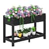 Front. SERWALL - SERWALL Raised Garden Bed with Legs-Black,HDPE Elevated Planter with Storage Shelf & Drainage Holes - black.