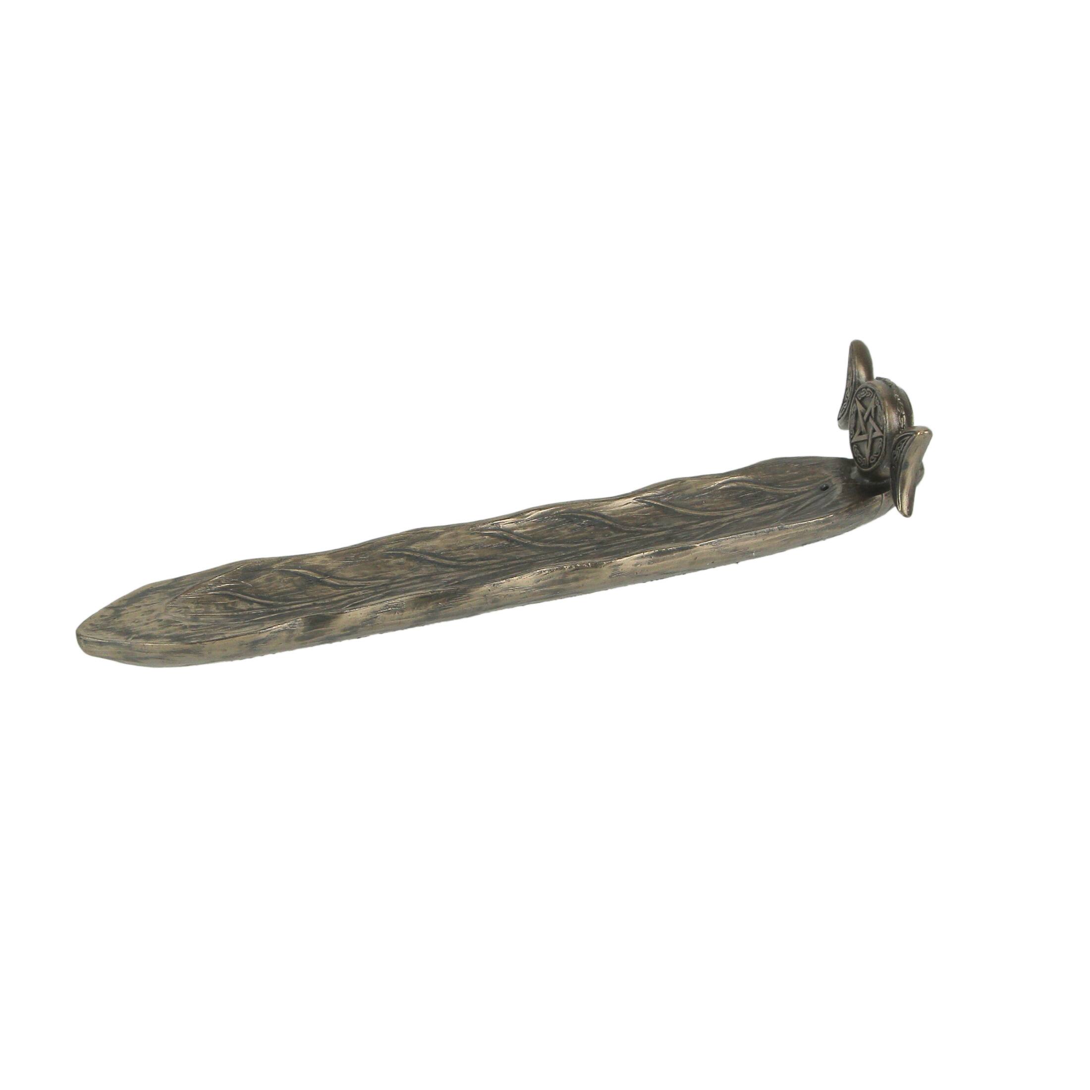 Alt View 1. Veronese Design - Triple Moon Pentacle Bronze Finished Stick Incense Burner Wiccan Pagan - Bronze.