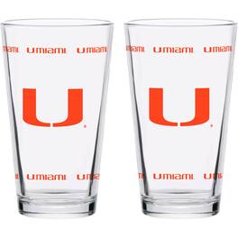 Indigo Falls - Miami Hurricanes Two-Pack Knockout 16oz. Pint Glass Set - Multicolor