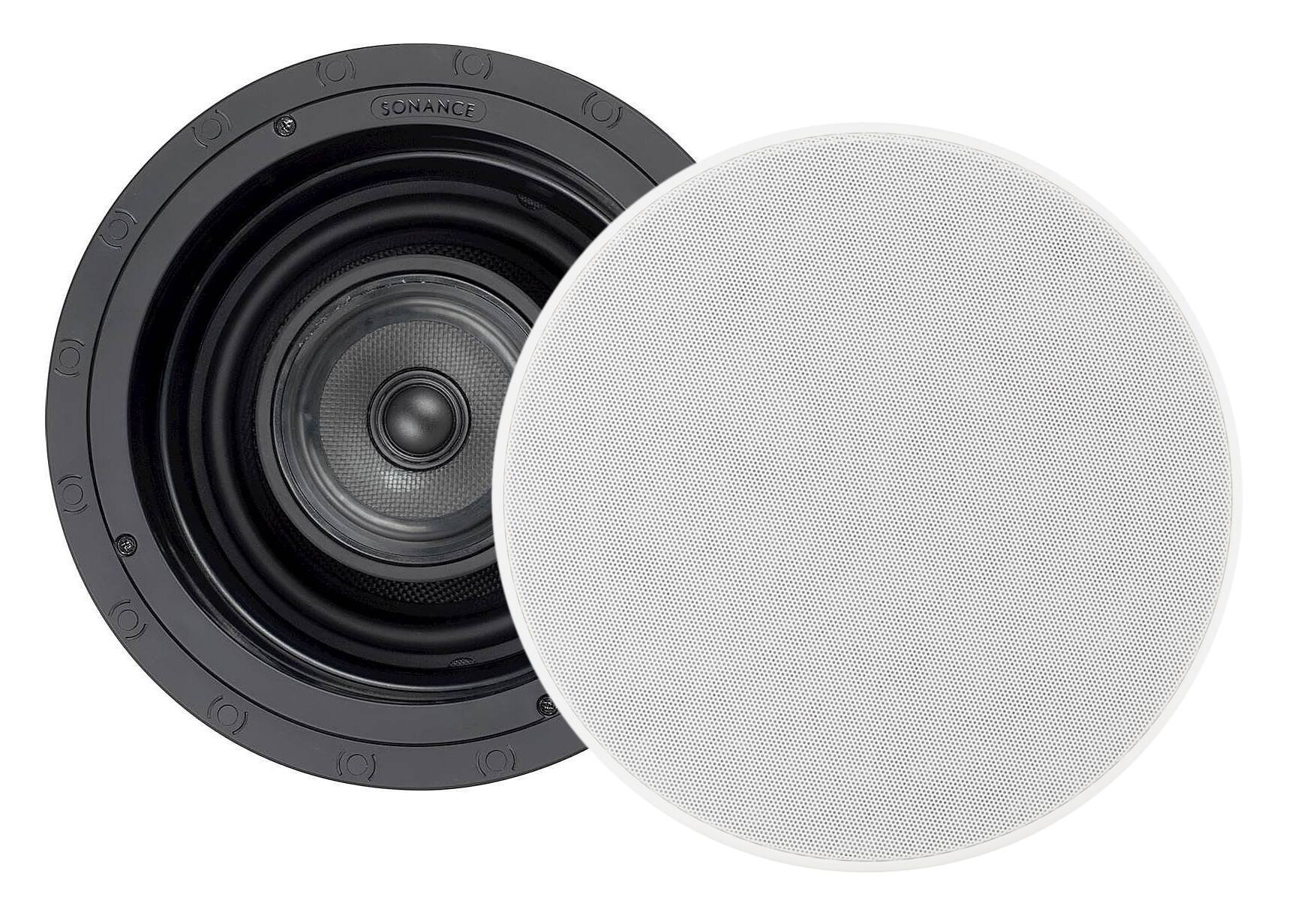 Front. Sonance - VP82R SINGLE SPEAKER - Visual Performance 8" 3-Way In-Ceiling Speaker (Each) - Paintable White.