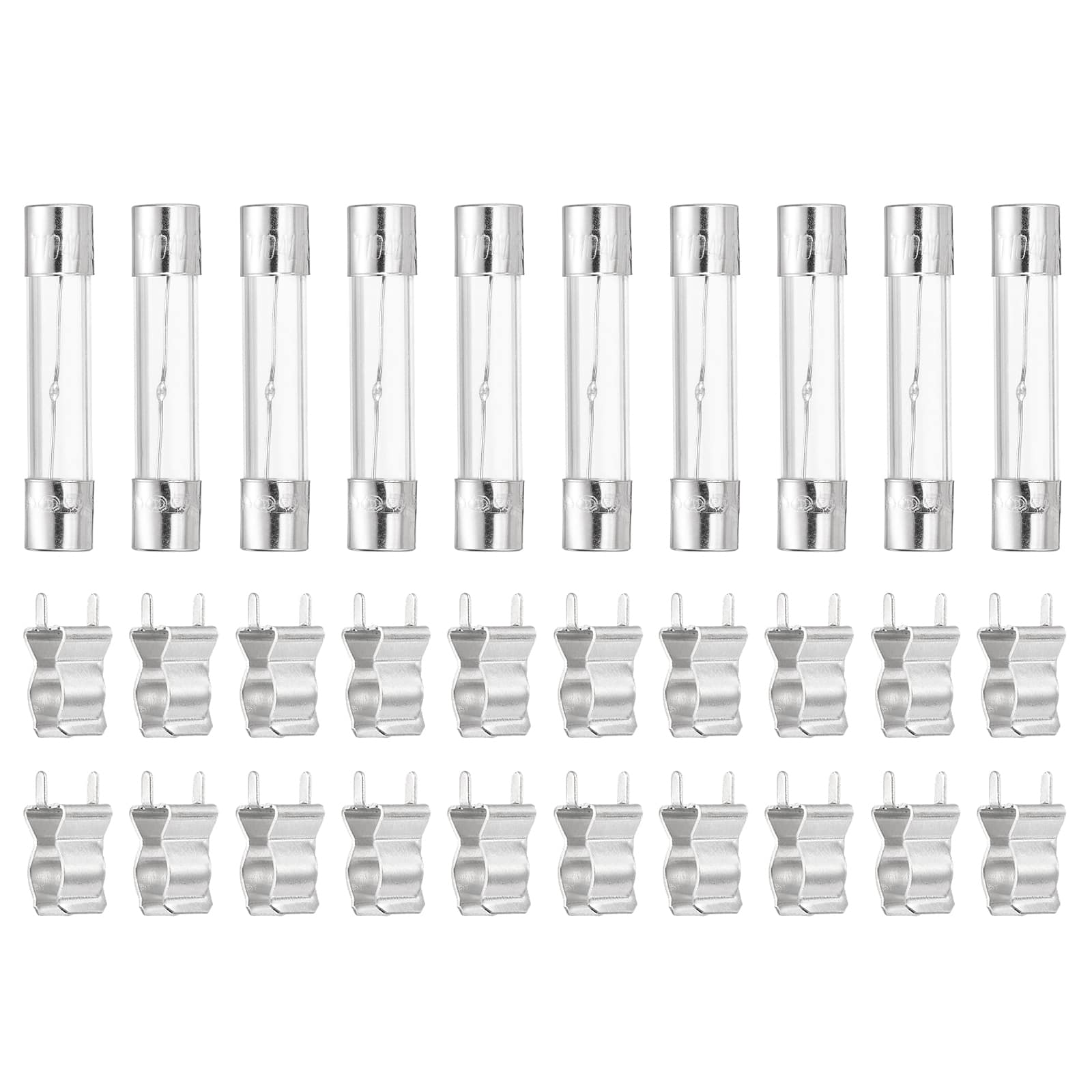 Unique Bargains - Glass Tube Fuses, 6x30mm 10A 250V Slow Fast Blow Glass Cartridge Tube Fuse with 20pcs Safety Clip 10pcs price history on PriceWatchPro
