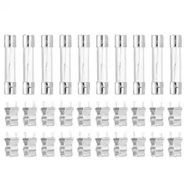 Unique Bargains - Glass Tube Fuses, 6x30mm 10A 250V Slow Fast Blow Glass Cartridge Tube Fuse with 20pcs Safety Clip 10pcs