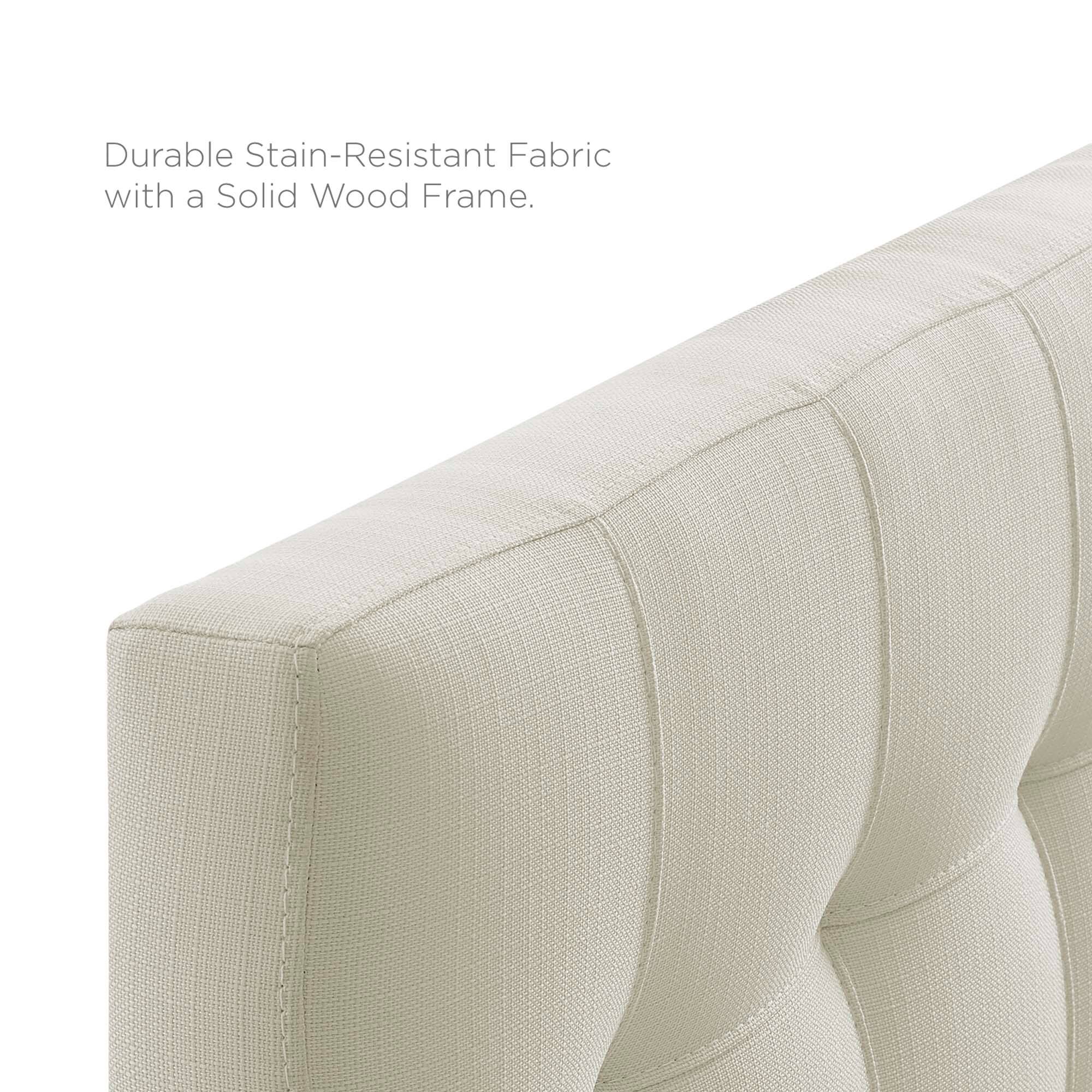 Durable Stain-Resistant Fabric with a Solid Wood Frame.