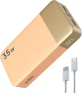 Nobis - 20000mAh 35W USB-C PD Power Bank with LED Display and 4-Port Fast Charging - Orange