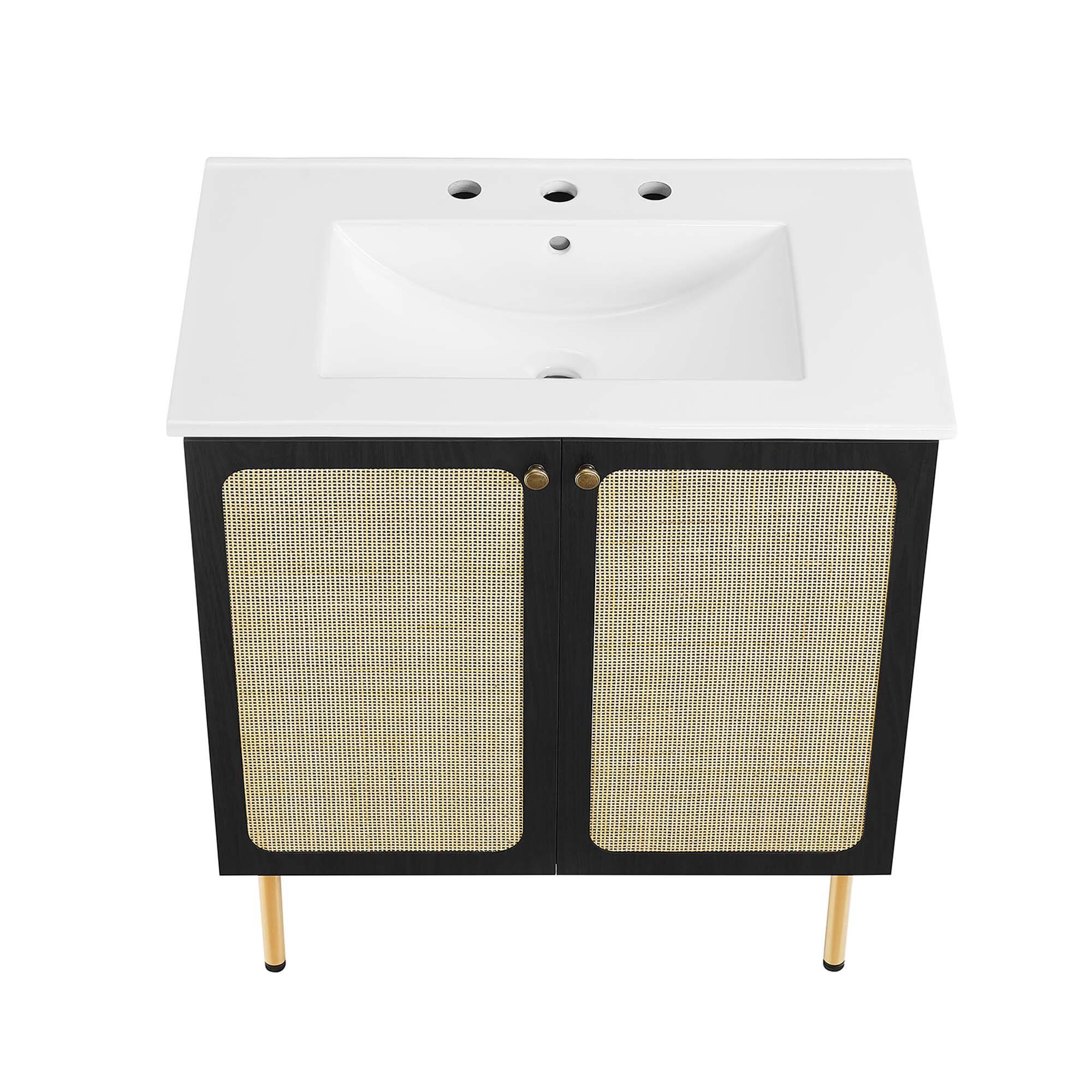 Alt View 10. Modway - Chaucer Bathroom Vanity with White Basin Included by Modway - Black White.