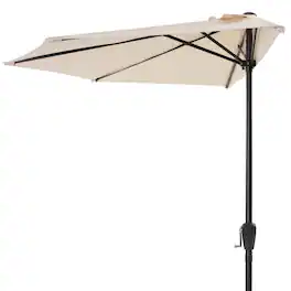 Nuu Garden - Patio Umbrella, 9 FT Half Round Umbrella, Weather-Resistant Polyester - Beige