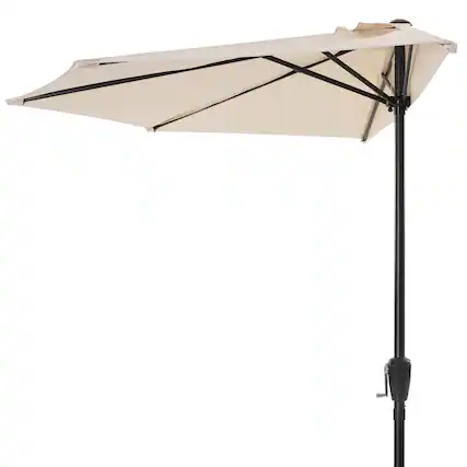 Front. Nuu Garden - Patio Umbrella, 9 FT Half Round Umbrella, Weather-Resistant Polyester - Beige.